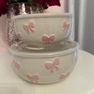 Charming Pink Bow Ceramic Bowls